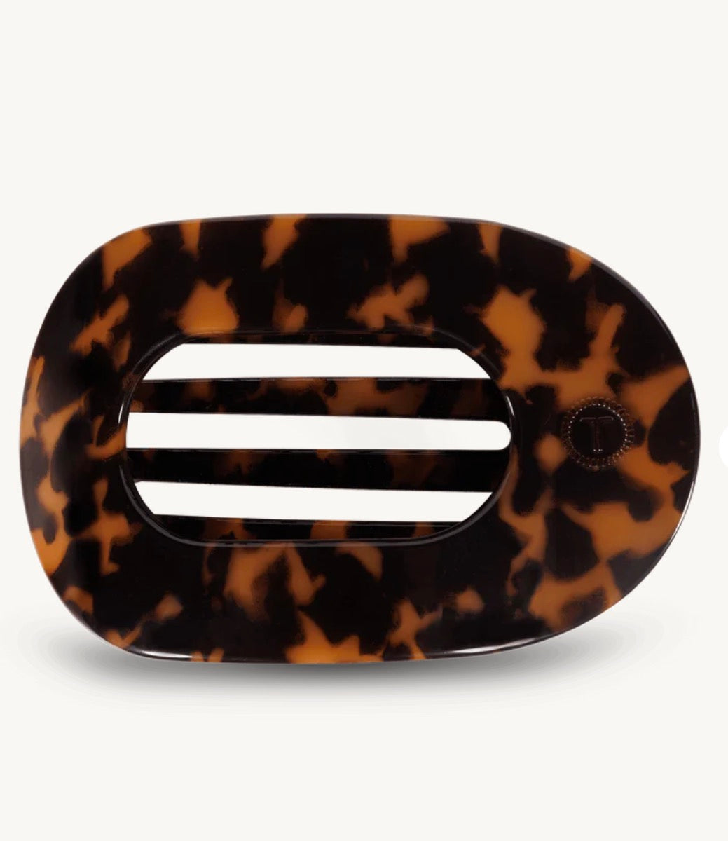 Tortoise Large Flat Round Hair Clip